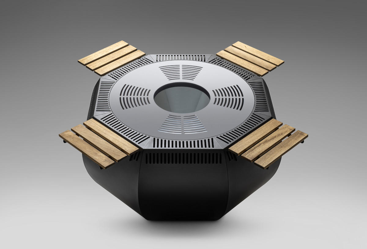 FEUERSCHALE mit Grillring WOX Schwarz 115 x 115 x 80 cm 110 kg pulverbeschichtet - Schwarz, Metall (115/80/115cm) - The Favilla