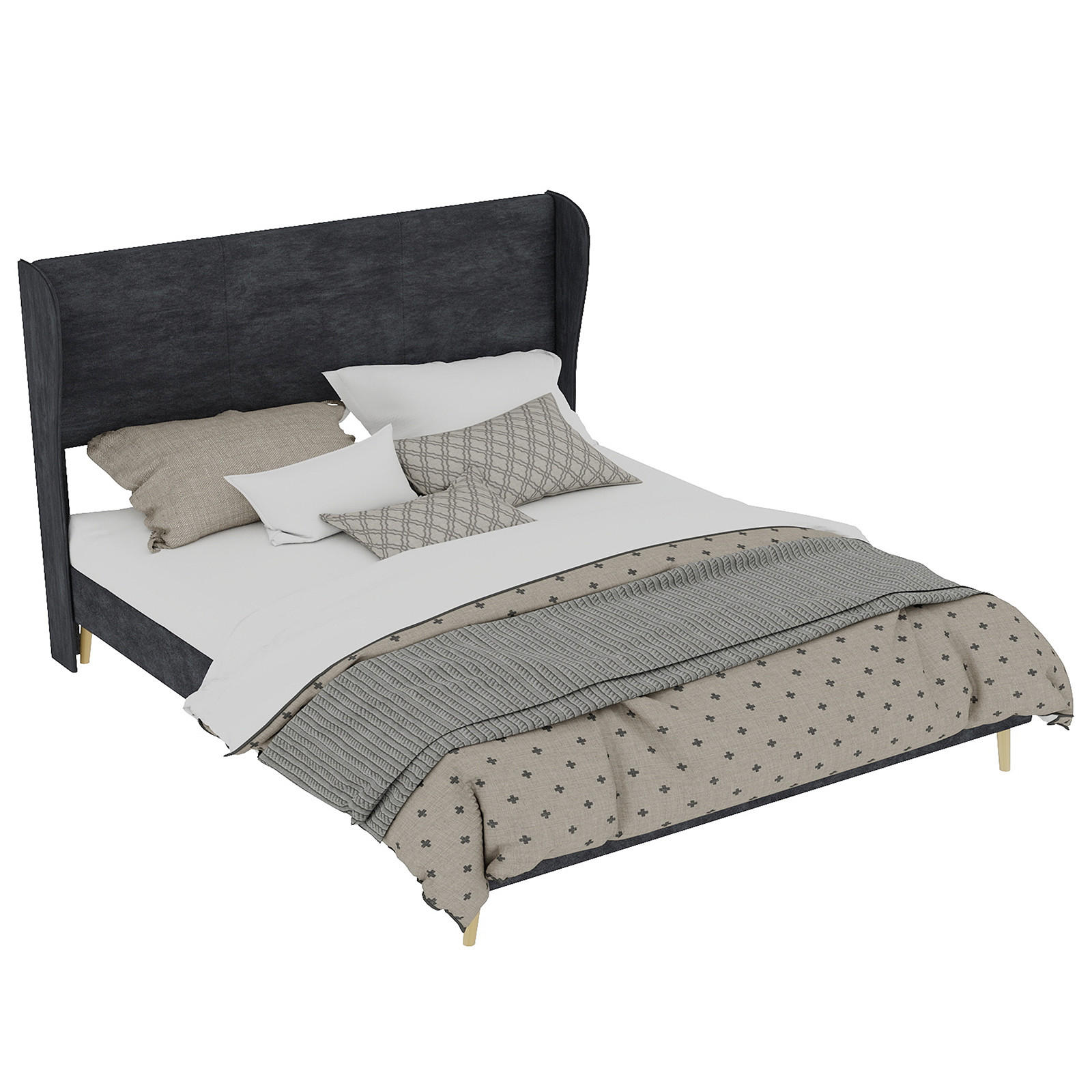 POLSTERBETT 160x200 cm ohne Stauraum grau - Grau, Textil (160/200cm) - LEBENLANG