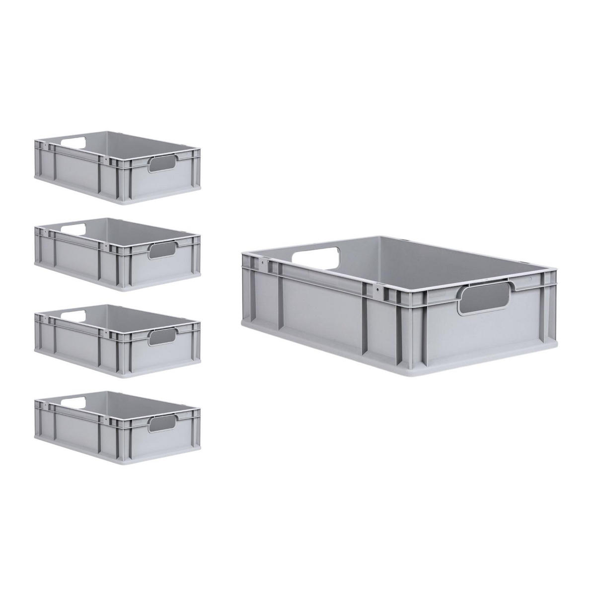 EUROBOX 5x Nextgen Economy Mit Auflagedeckel Grau/Grün Griffe Offen 34 Liter - Grün, Kunststoff (40/17/60cm) - PROREGAL