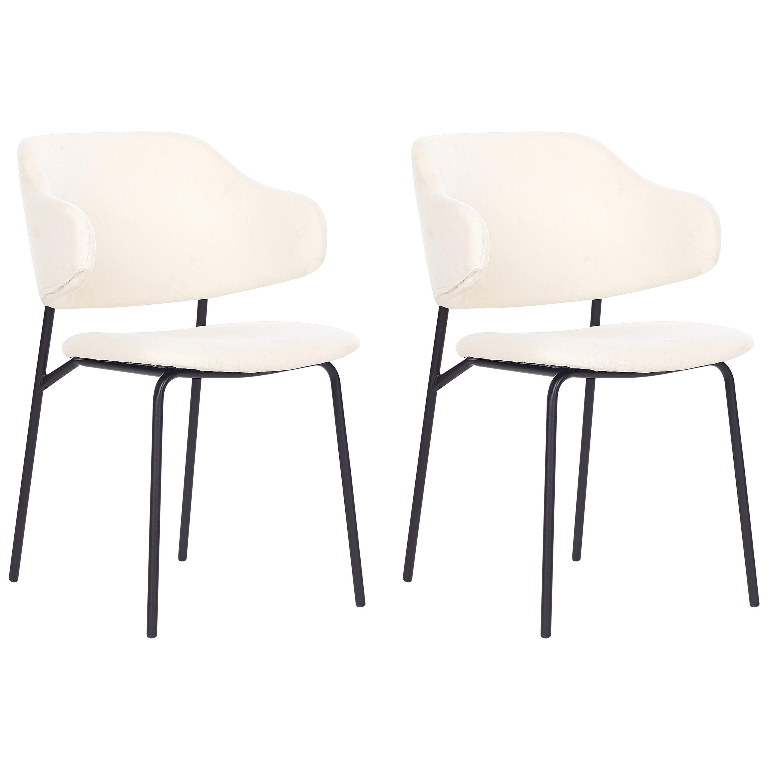 ESSZIMMERSTUHL 2er-Set Polsterbezug Beige Kenai - Beige, Textil/Metall (46/82/58cm) - Beliani