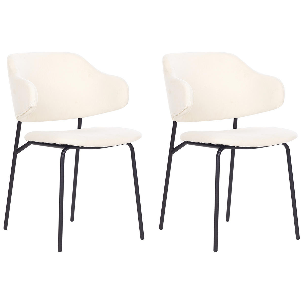 ESSZIMMERSTUHL 2er-Set Polsterbezug Beige Kenai - Beige, Textil/Metall (46/82/58cm) - Beliani