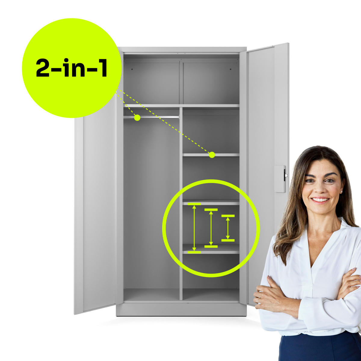 AKTENSCHRANK Sozialraumschrank aus Stahl Metallschrank für Büro Stahlschrank für Dokumente Akten Hellgrau 90x45x185cm - Hellgrau, Metall (90/185/45cm) - Muralo