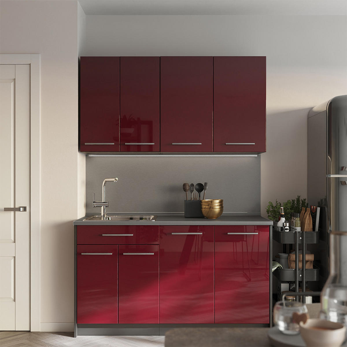 VÄGGSKÅP Fame-Line, Bordeaux högblank/antracit, 80 cm - Bordeaux/Antracit, Träbaserade material (80/72/34.1cm) - Vicco