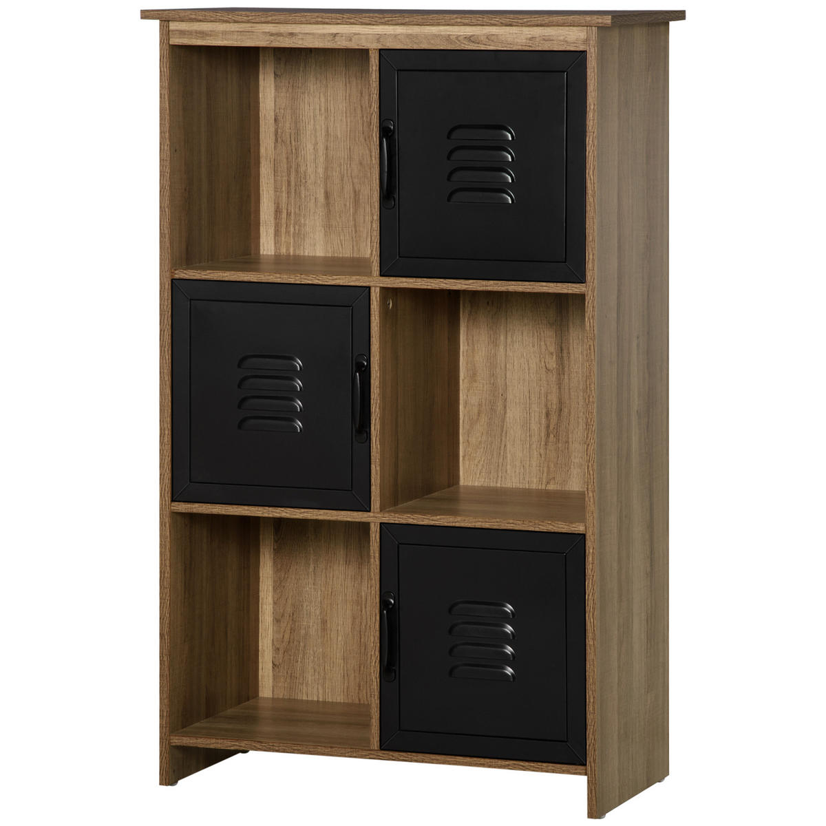 AKTENREGAL DE-14407 Industriedesign mit Metalltüren Schwarz/Holz - Braun, Holzwerkstoff (35/116.5/75cm) - ComfortXL