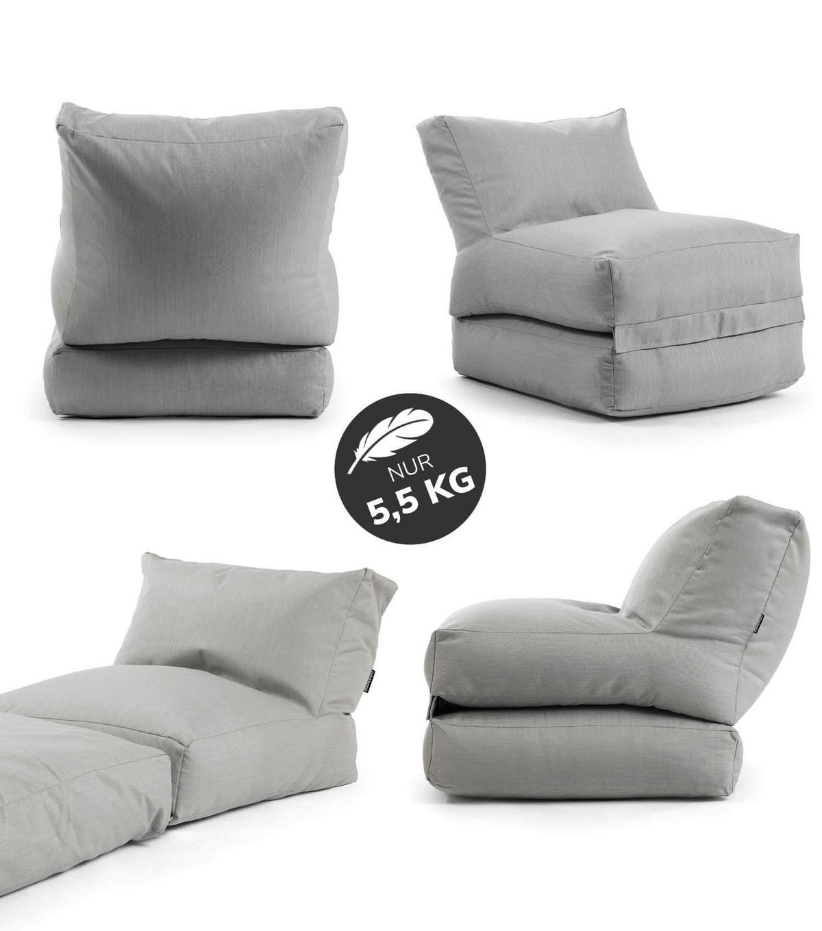 SITZSACK Der Summerdream - Hellgrau/Grau, Textil (70/80/90cm) - Mokebo