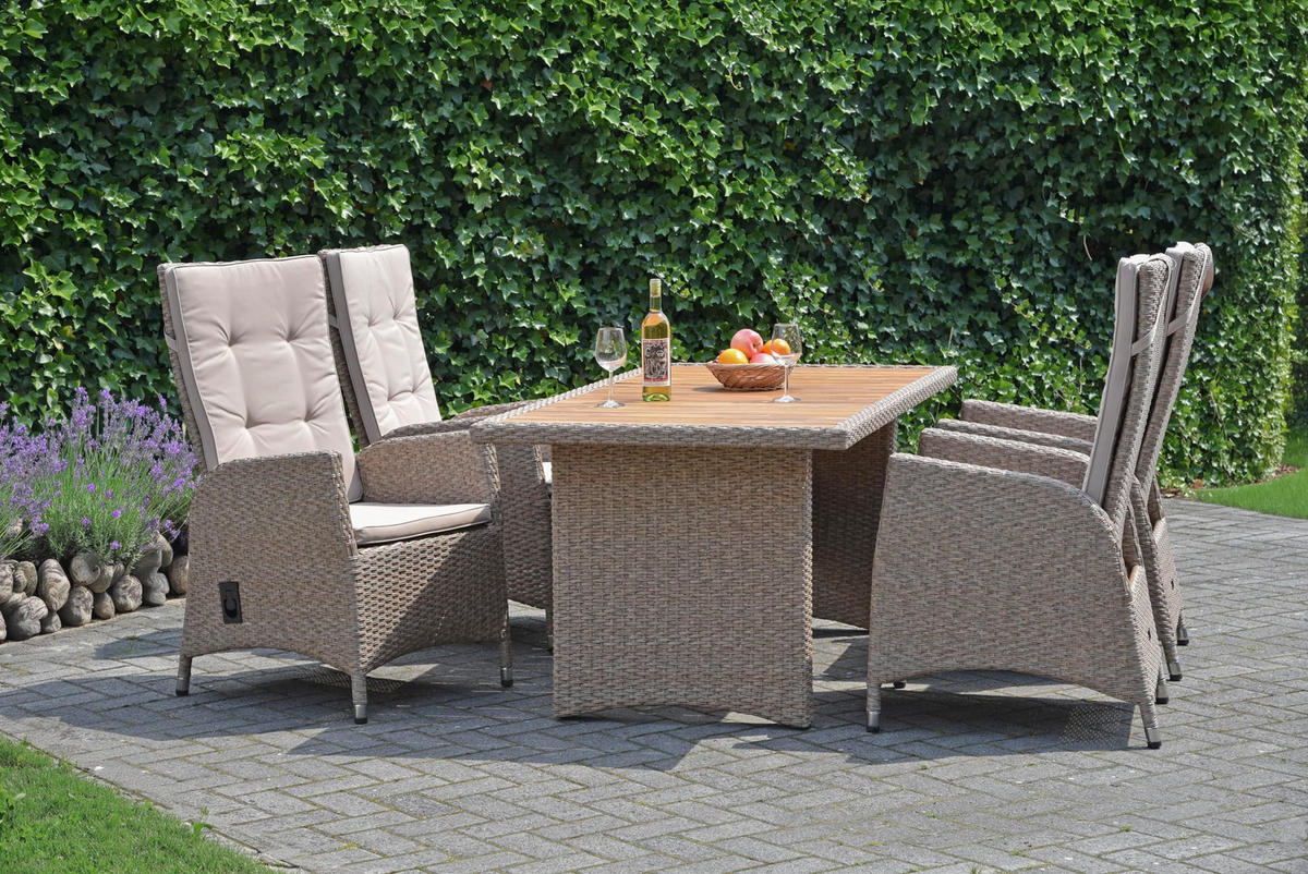 GARTEN-SITZGRUPPE Hagen 5-teilig Gartenmöbel-Set - Braun, Holz - DELUKE