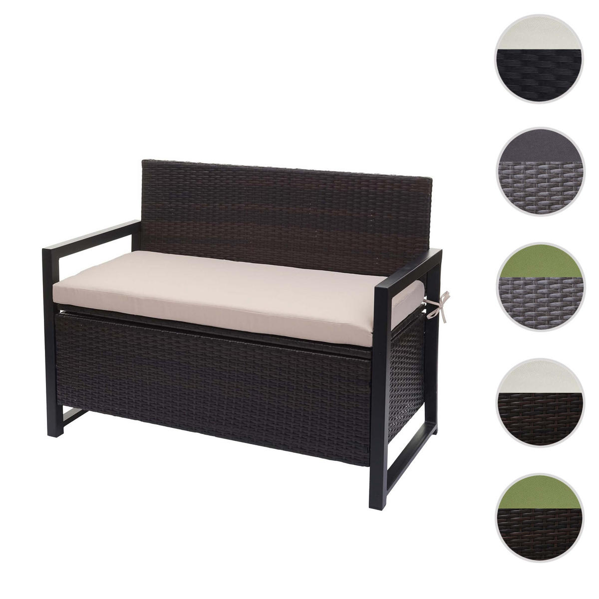 POLY-RATTAN 2ER SITZBANK Braun, Beige - Beige/Braun, Kunststoff (117/87/57cm) - MCW