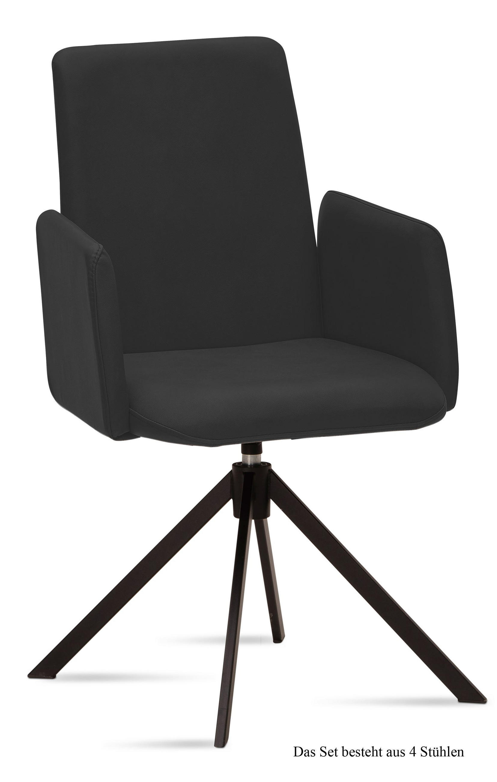 ARMLEHNSTUHL drehbar (4er-Set) Deasia 52x92x60 Schwarz/Anthrazit - Anthrazit/Schwarz, Kunststoff (60/92/52cm) - 58aufmkessel