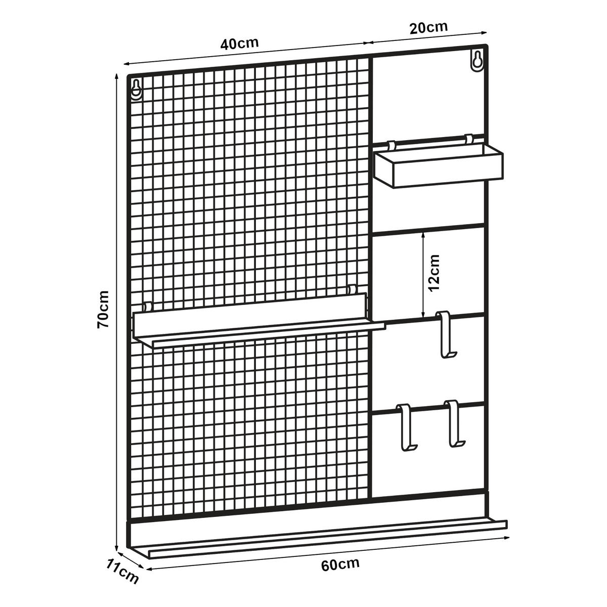WANDGITTER Westre - Schwarz, Metall (60/70/11cm) - [en.casa]