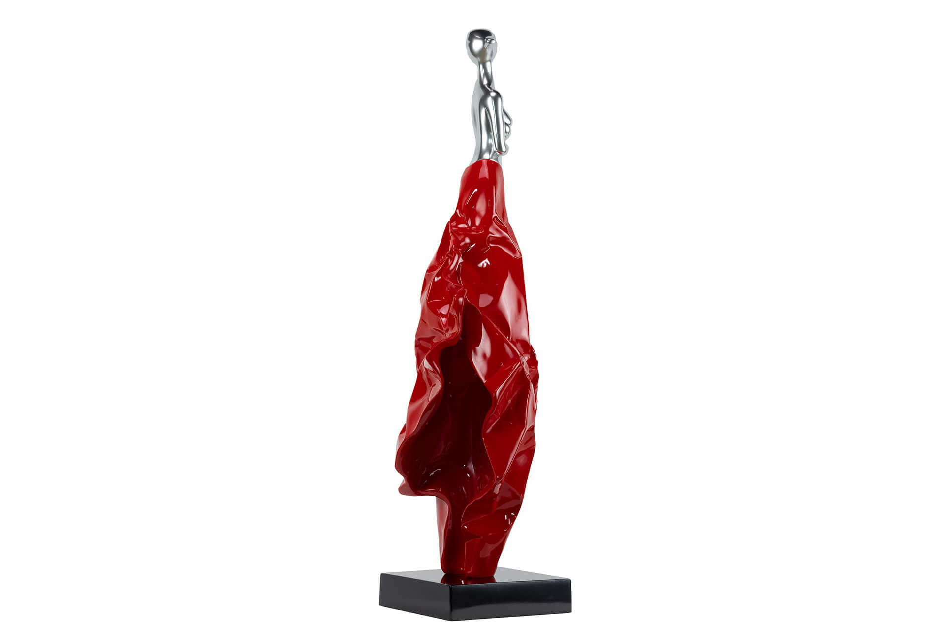 SKULPTUR Silber 88/24 cm - Rot/Silberfarben, Stein (88/24/24cm) - KUNSTLOFT