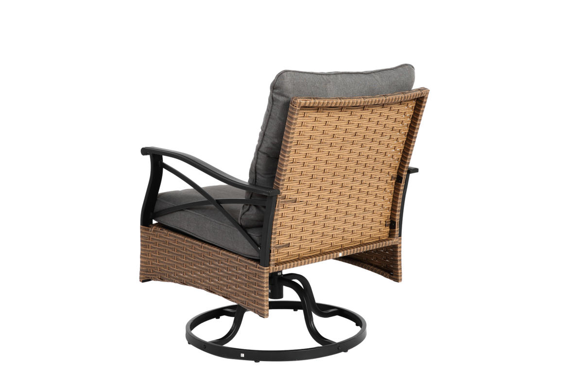 GARTENSET 64/82/58 cm Braun-Grau aus Stahl mit Dreh- und Schaukelfunktion 3er Set - Grau, Metall - OKMYHOME
