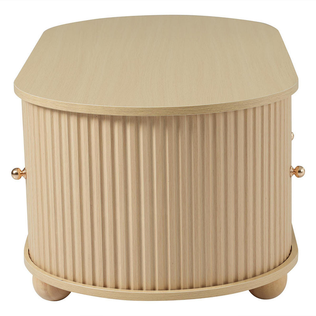 COUCHTISCH in Ovaler mit Schiebetüren, Holzfarben - Naturfarben, Holz (100/50/40cm) - KOMHTOM