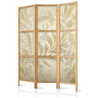 PARAVENT Japanischer 3-tlg 135x172 cm Retro Bl tter - Beige, Holz/Textil (135/172/3cm) - Muralo