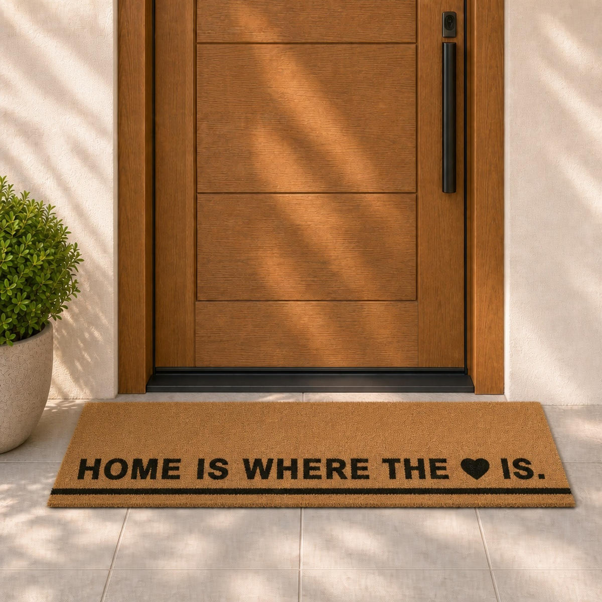 ROHOŽKA Přírodní kokos HOME IS WHERE THE HEART IS 120x40 cm - světle hnědá, textil/plast (120/40cm) - Relaxdays