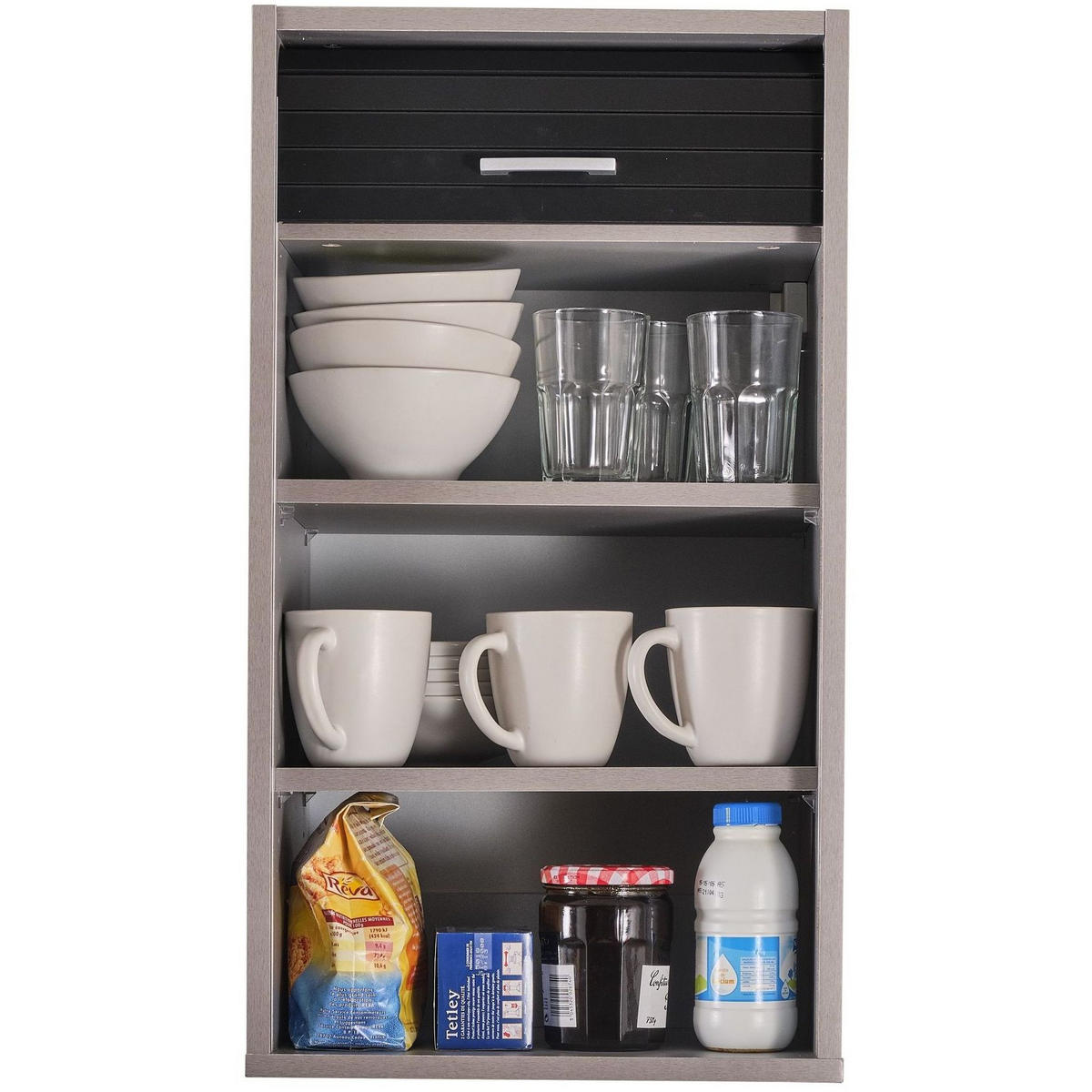 KÜCHENOBERSCHRANK mit Rolladentür 35/40/72cm - Alufarben, Holzwerkstoff (40/72/35cm) - Simmob