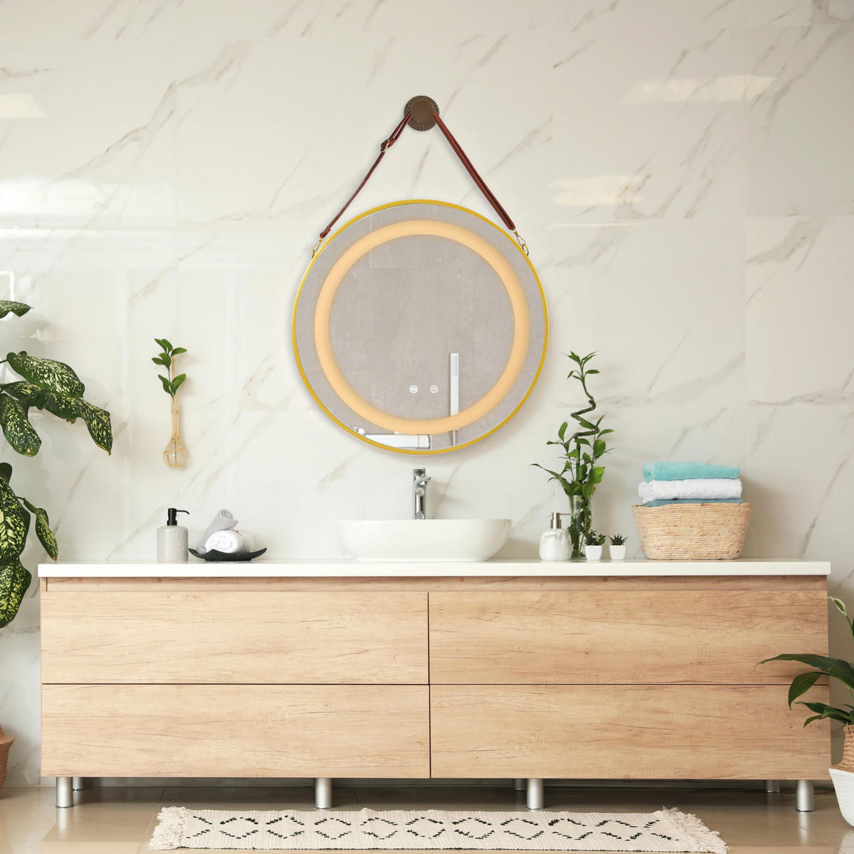 BADEZIMMERSPIEGEL Picerno - Goldfarben, Glas/Metall (70/70/3.5cm) - pro.tec