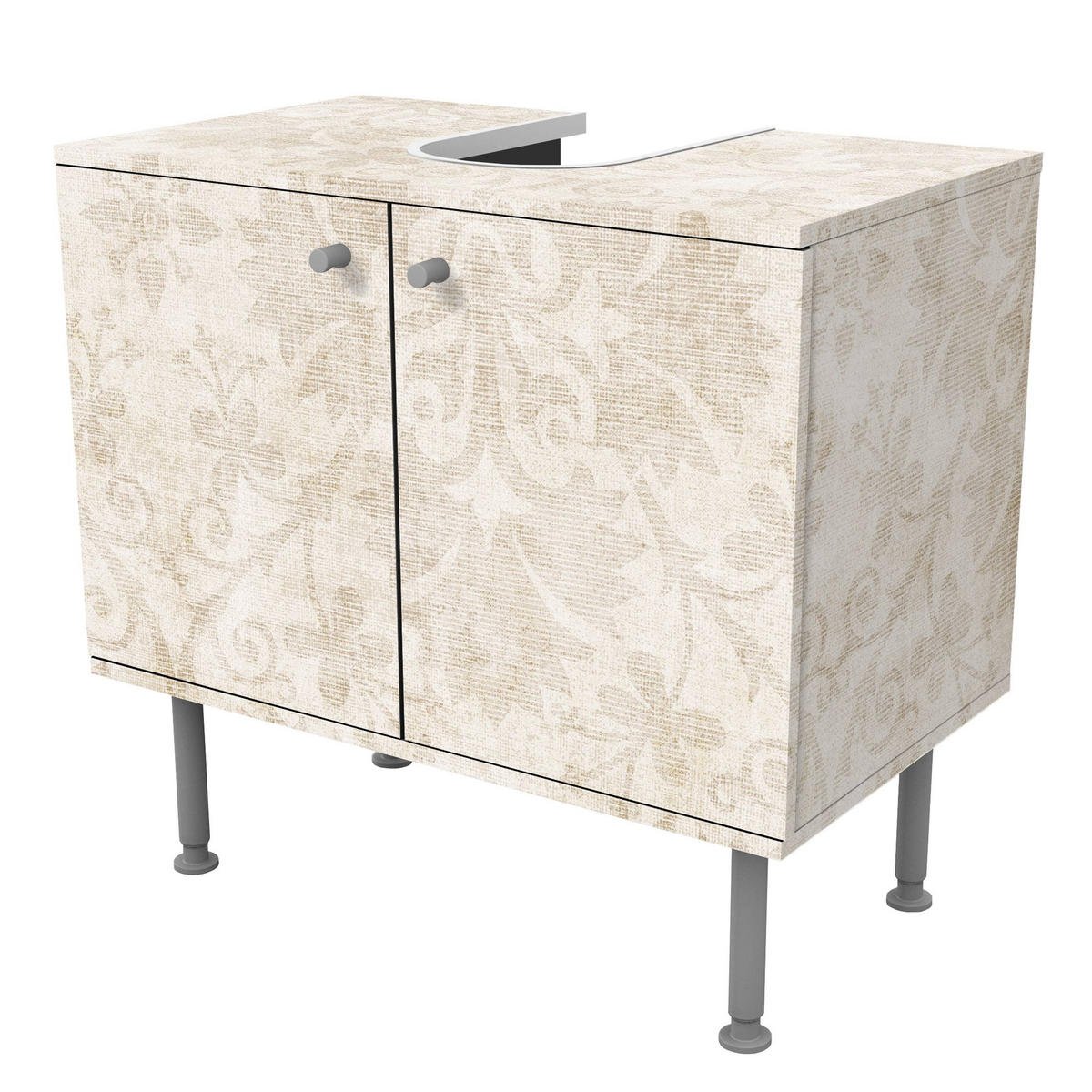 WASCHBECKENUNTERSCHRANK Antiker Damast 60/55/35 cm - Beige, Holzwerkstoff (60/55/35cm) - Bilderwelten