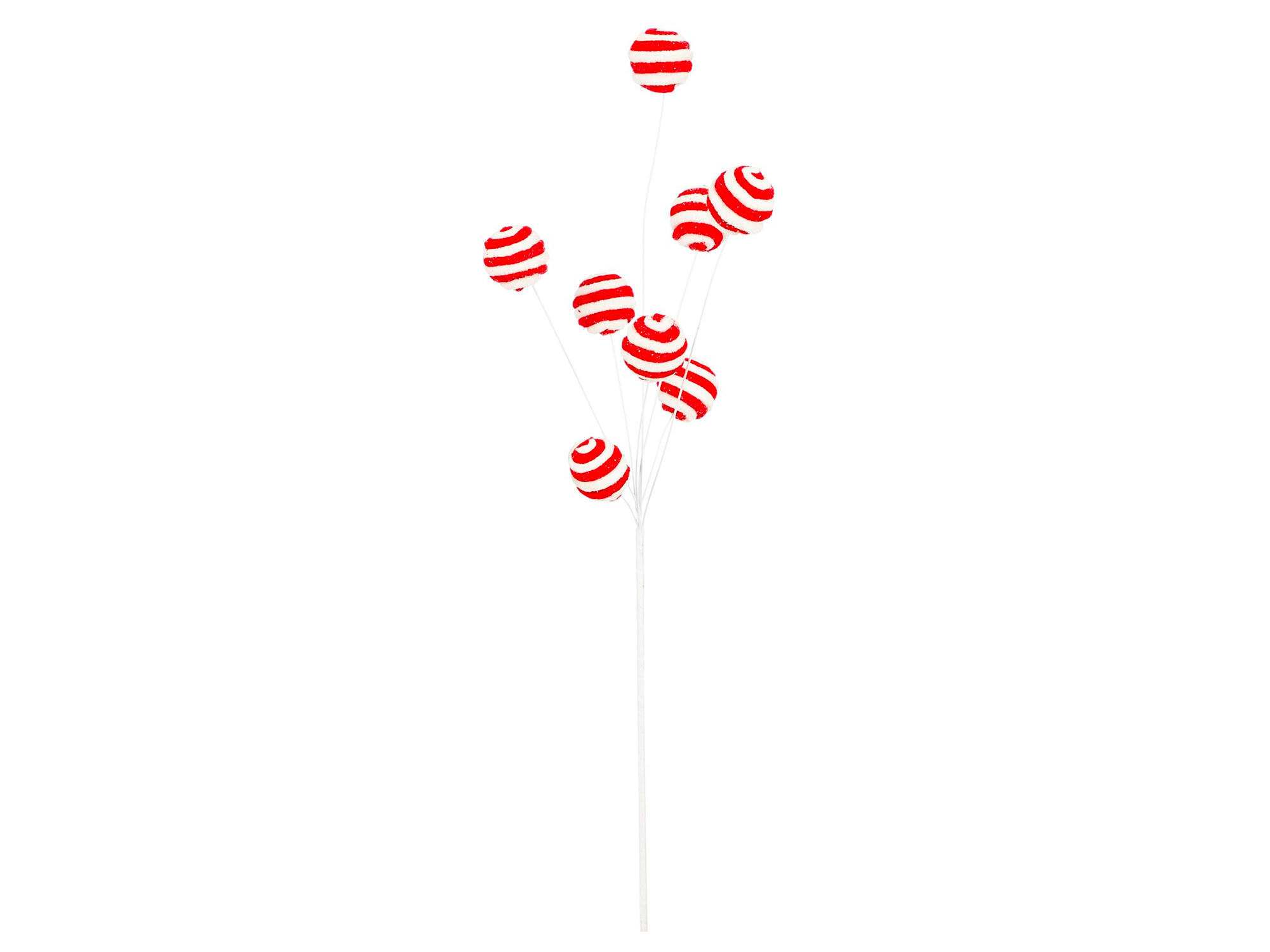 DEKOZWEIG mit Kugeln rot-weiß 68 cm - Rot/Weiß, Kunststoff (12/68/4cm) - LAALU