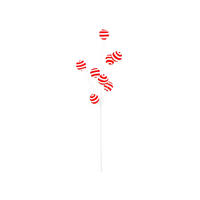 DEKOZWEIG mit Kugeln rot-weiß 68 cm - Rot/Weiß, Kunststoff (12/68/4cm) - LAALU