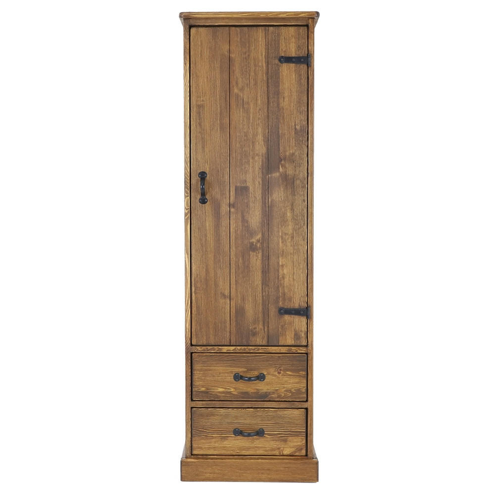 KLEIDERSCHRANK aus Massivholz Rustyk 1D - Dunkelbraun/Schwarz, Holz (57/190/60cm) - Seart