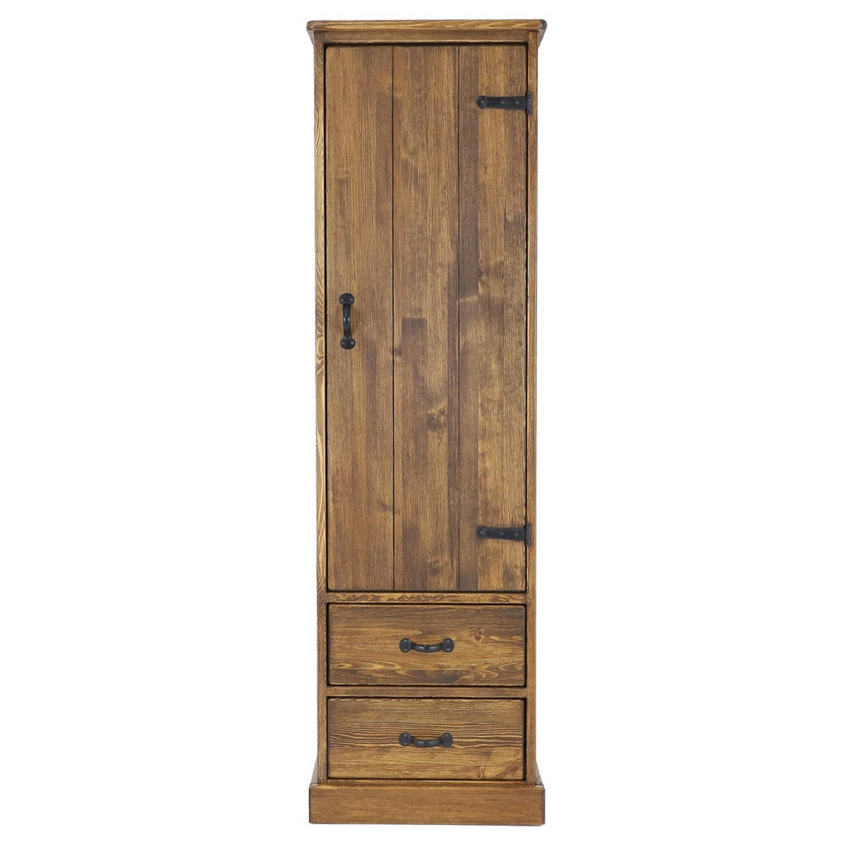 KLEIDERSCHRANK aus Massivholz Rustyk 1D - Dunkelbraun/Schwarz, Holz (57/190/60cm) - Seart