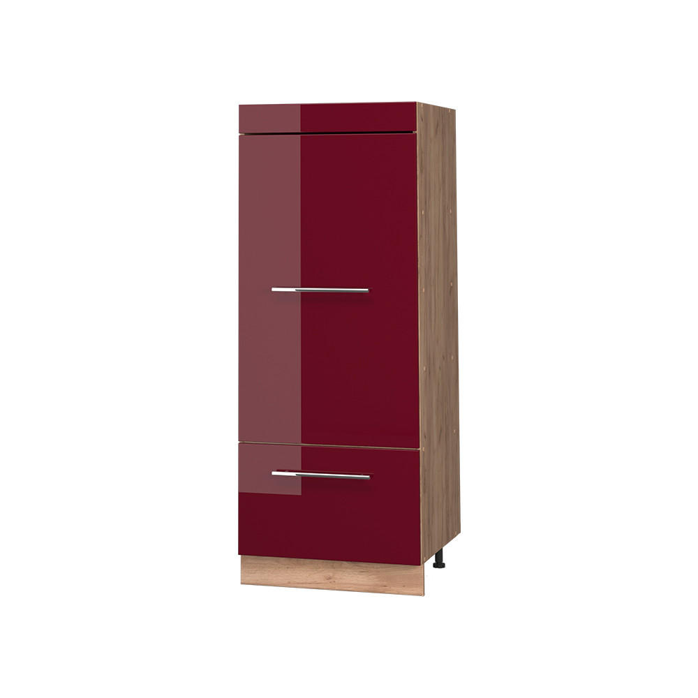 KÜCHENVORRATSSCHRANK Fame-Line, Bordeaux Hochglanz/Goldkraft Eiche, 60 cm - Honigeiche/Bordeaux, Holzwerkstoff (60/153.6/58.1cm) - Vicco
