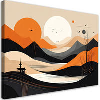LEINWANDBILD, Abstrakte Landschaft mit zwei Sonnen - Orange, Textil (120/80cm) - Feeby