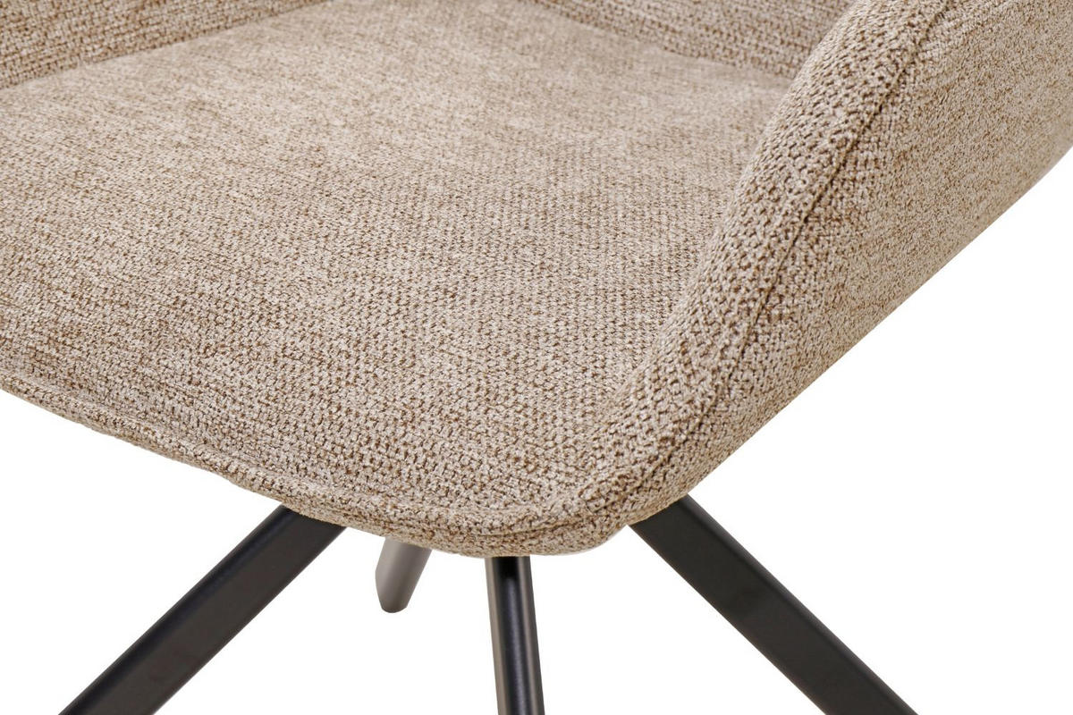DININGSESSEL San Carlo - 4er Set - drehbar - hellbraun - Hellbraun/Hellgrau, Textil/Metall (57/87/68cm) - bene living