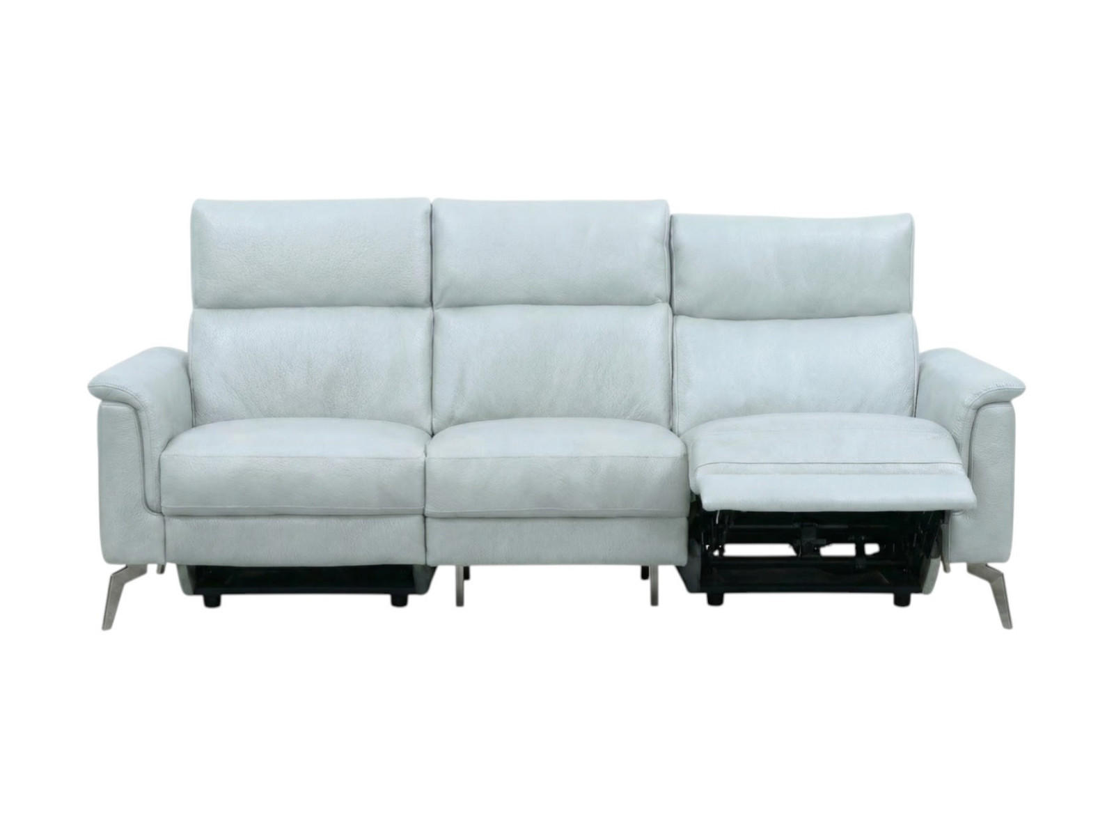 3-SITZER Sofa Borea Echtleder mit 1 x Relaxfunktion Weiß - Weiß, Leder/Metall (220/102/98cm)