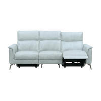 3-SITZER Sofa Borea Echtleder mit 1 x Relaxfunktion Weiß - Weiß, Leder/Metall (220/102/98cm)