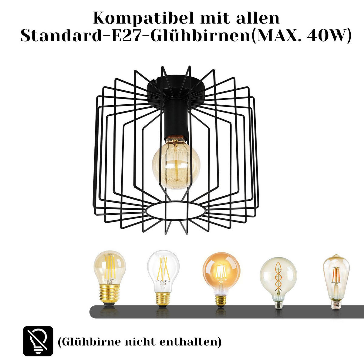 DECKENLEUCHTE Marez 27/27/22.5 cm - Schwarz, Metall (27/27/22.5cm) - Nettlife