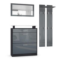 GARDEROBE Loret Front in Grau Hochglanz - Grau, Holzwerkstoff (180/200/23cm) - Vladon