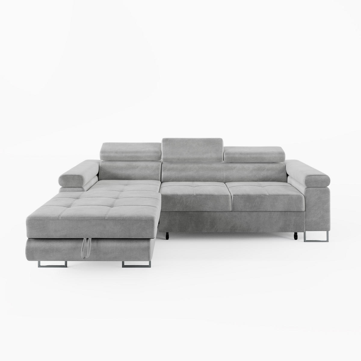 ECKSOFA VEMO MINI Links Hellrosa Velour-Stoff Kompakter Komfort für Wohnräume - Pink, Textil (235/175cm) - Barchello