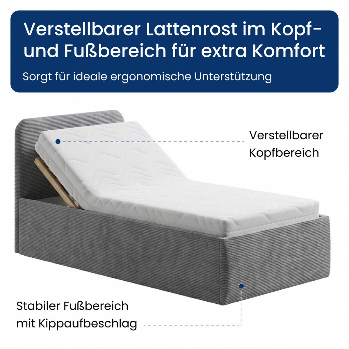 POSLTERBETT mit Bonnell-Matratze 100x200 cm in Grau - Grau, Holzwerkstoff/Textil (100/200cm) - Home Collective