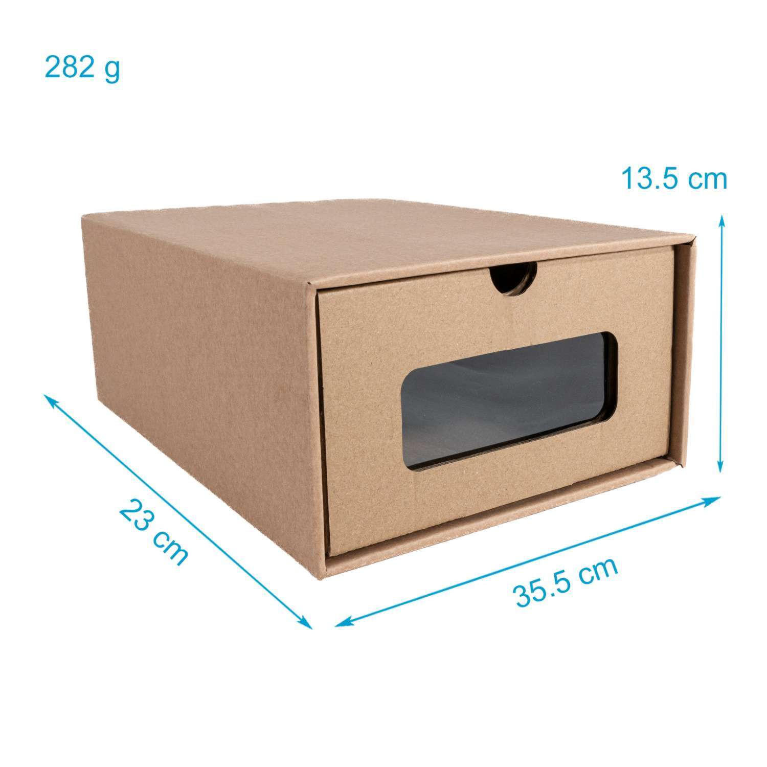SCHUHBOXEN Set mit Sichtfenster (10-tlg. Set) - Braun, Karton (35/13.5/23cm)