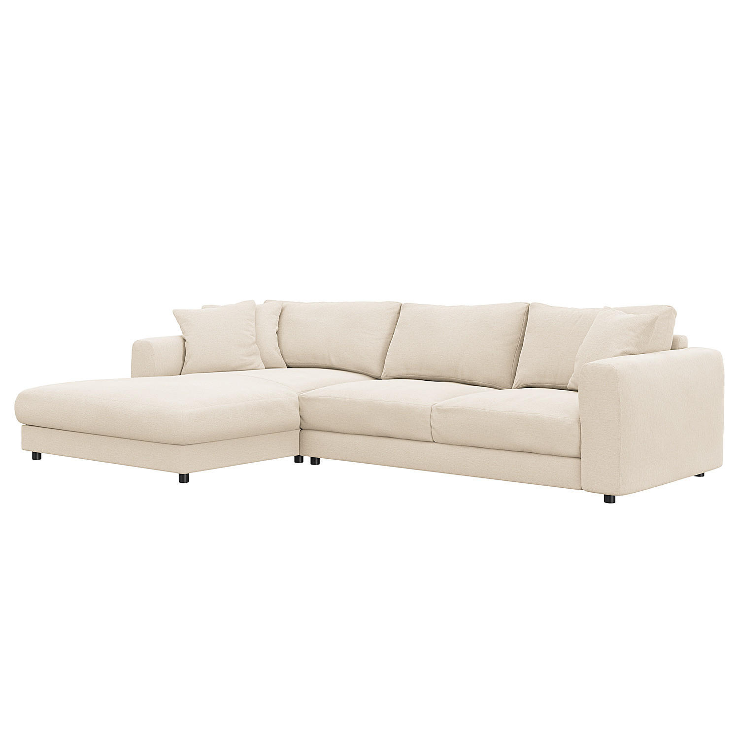 ECKSOFA mit Longchair - Beige/Schwarz, Holz/Kunststoff (286/183cm) - home24