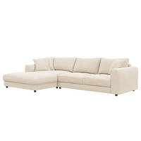 ECKSOFA mit Longchair - Beige/Schwarz, Holz/Kunststoff (286/183cm) - home24