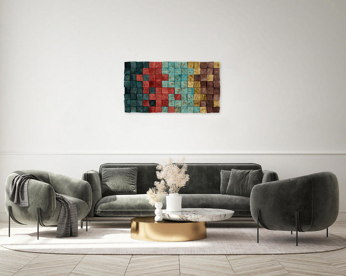 HOLZBILD Bunt 102/55 cm - Multicolor, Holz (6.5/55cm) - KUNSTLOFT