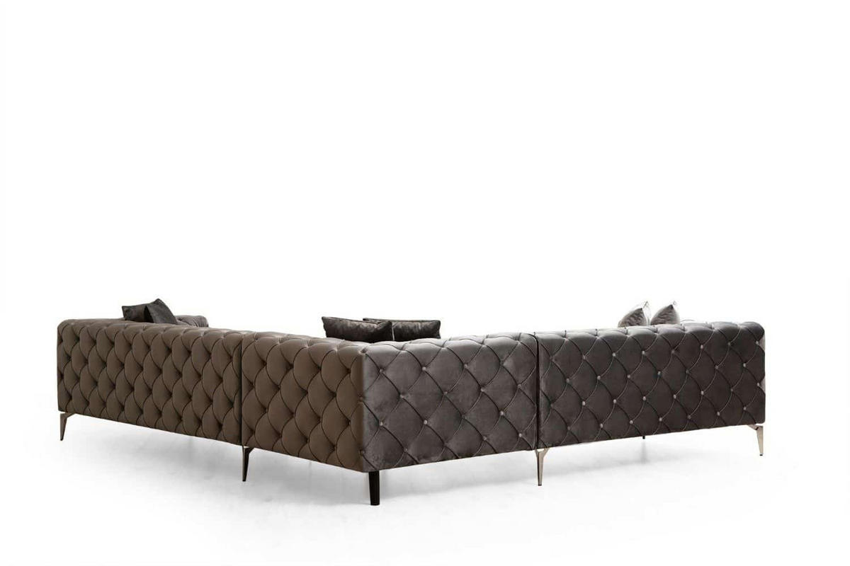 ECKSOFA mit großzügiger XXL Sitzfläche für die ganze Familie - Chromfarben/Anthrazit, Holz/Textil (310/270cm) - myHomelando