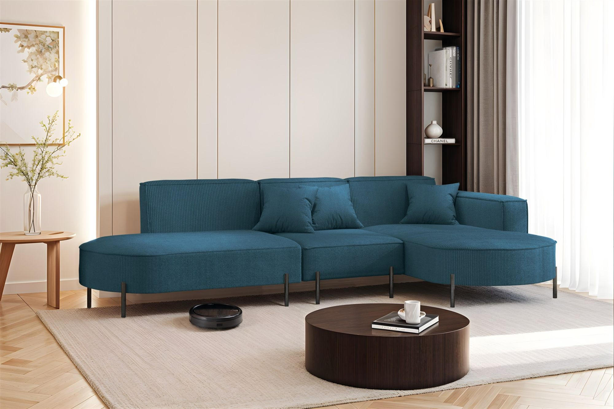 ECKSOFA Valencia - Blau, Holzwerkstoff/Textil (321/165cm) - Fun Möbel