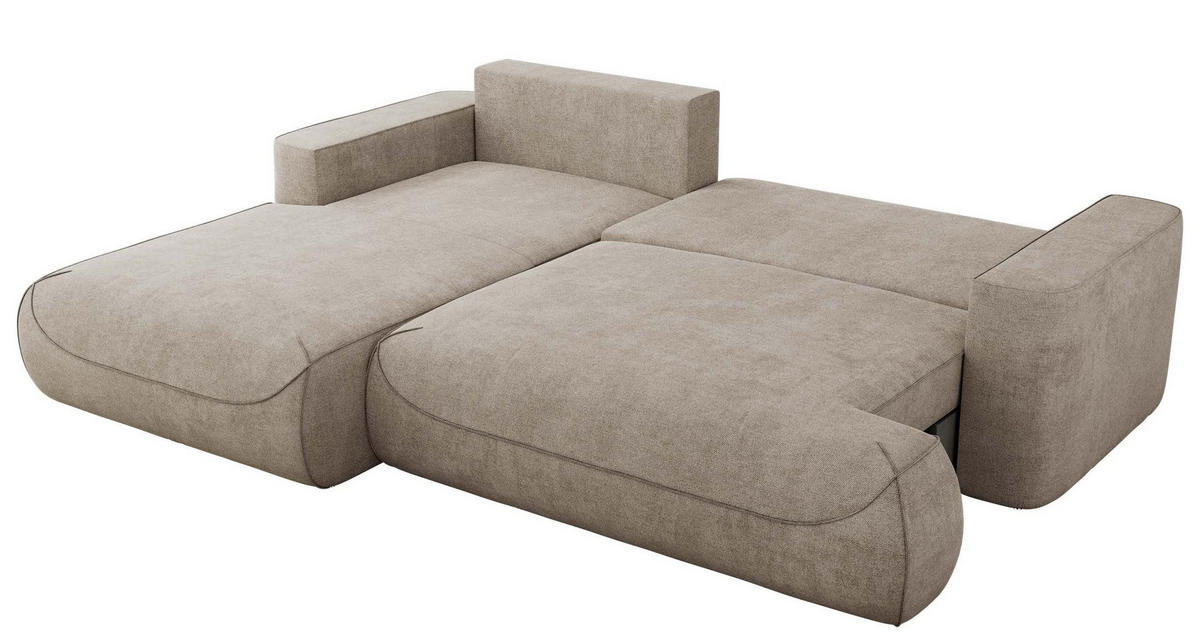 ECKSOFA OVO L Beige Struktur - Links Seite - Beige/Schwarz, Kunststoff/Textil (271/195cm) - MKS