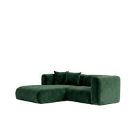 ECKSOFA L-Form mini, Velvet-Stoff Bluvel, Grün, Links, GRETA - Grün, Holz (226/179cm) - Kaiser Möbel