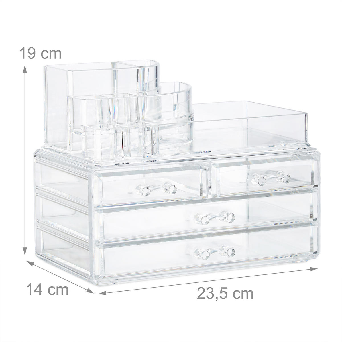 MAKEUP Organizer - Transparent, Kunststoff (23.5/19/14cm) - Relaxdays
