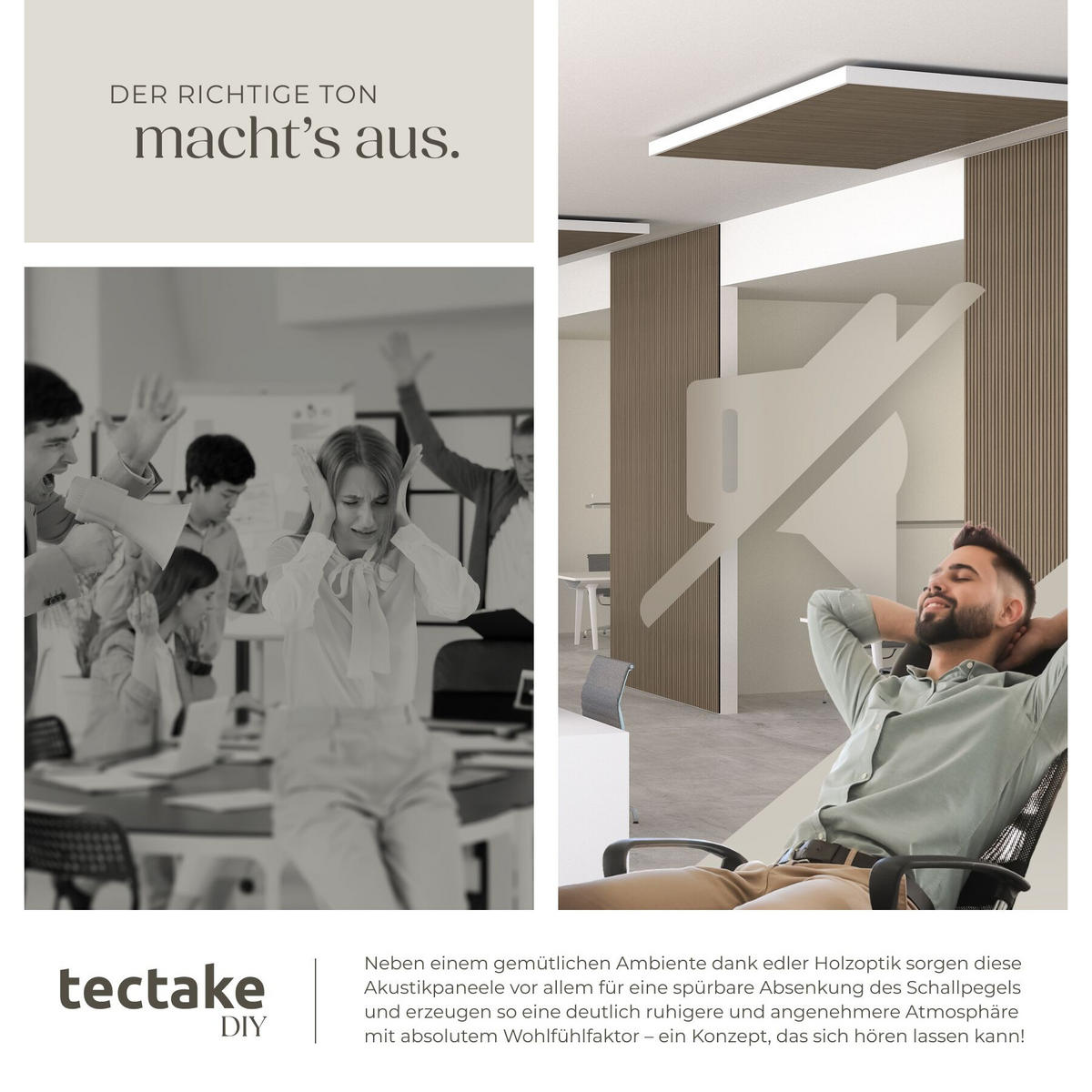 AKUSTIKPANEELE 2er Set Sonic Wall, je 60 x 120 x 2, 1 cm, Größe flexibel anpassbar, Eiche dunkel - Wildeiche, Holz (60/2.1/120cm) - tectake