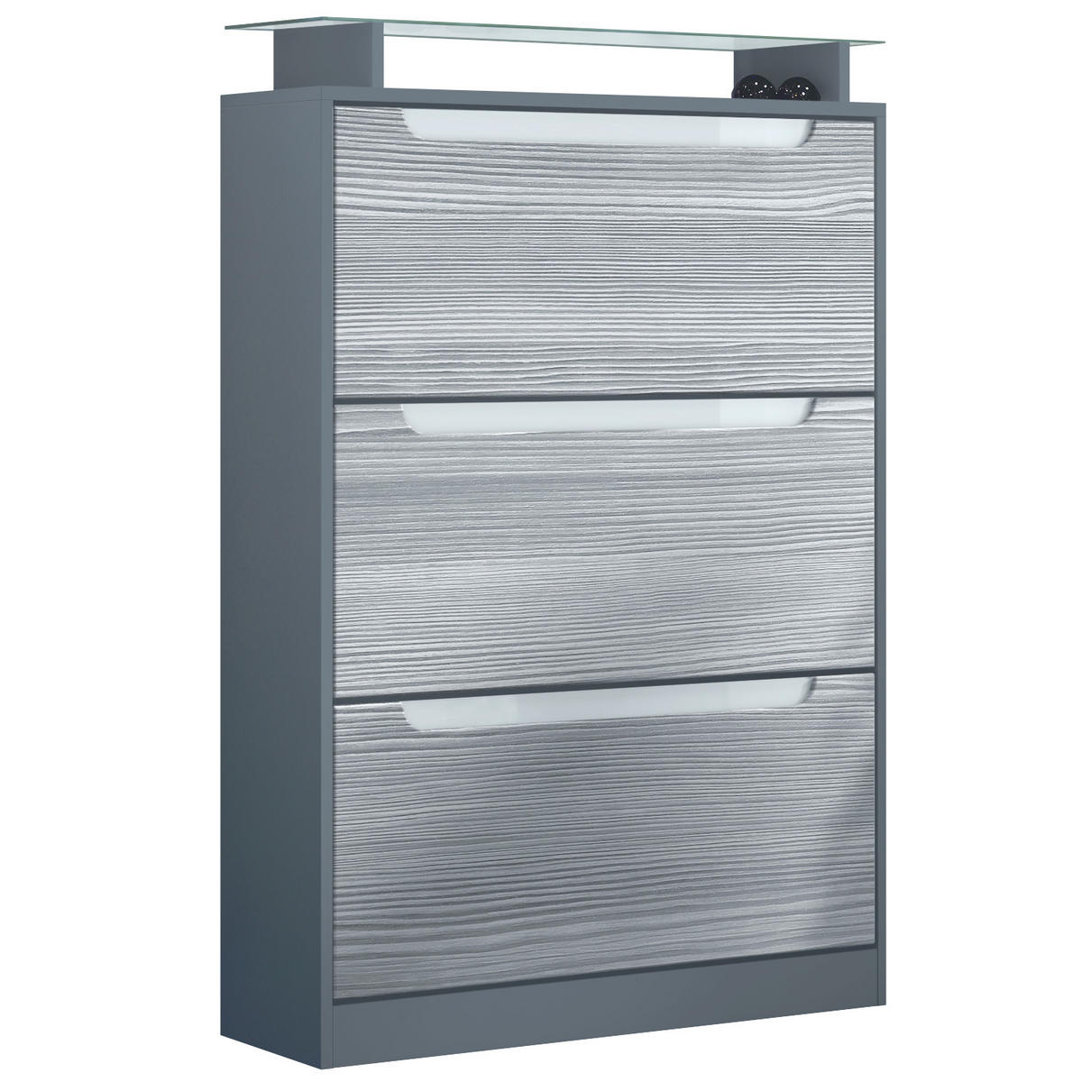 SCHUHSCHRANK Space Avola-Anthrazit - Anthrazit, Holzwerkstoff (89/128/23cm) - Vladon