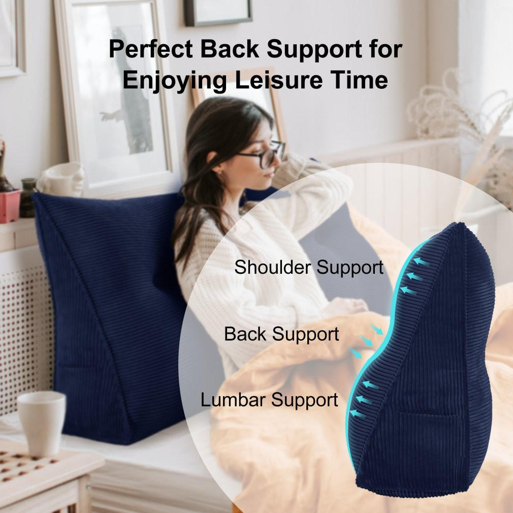 RÜCKENKISSEN für Bett Kord Dunkelblau 100 cm - Dunkelblau, Textil (50/100cm) - Vercart