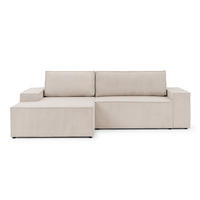 ECKSOFA Rivio mit Schlaffunktion und Bettkasten, Cordstoff Beige - Beige/Schwarz, Holz/Kunststoff (149/262cm) - S-Style