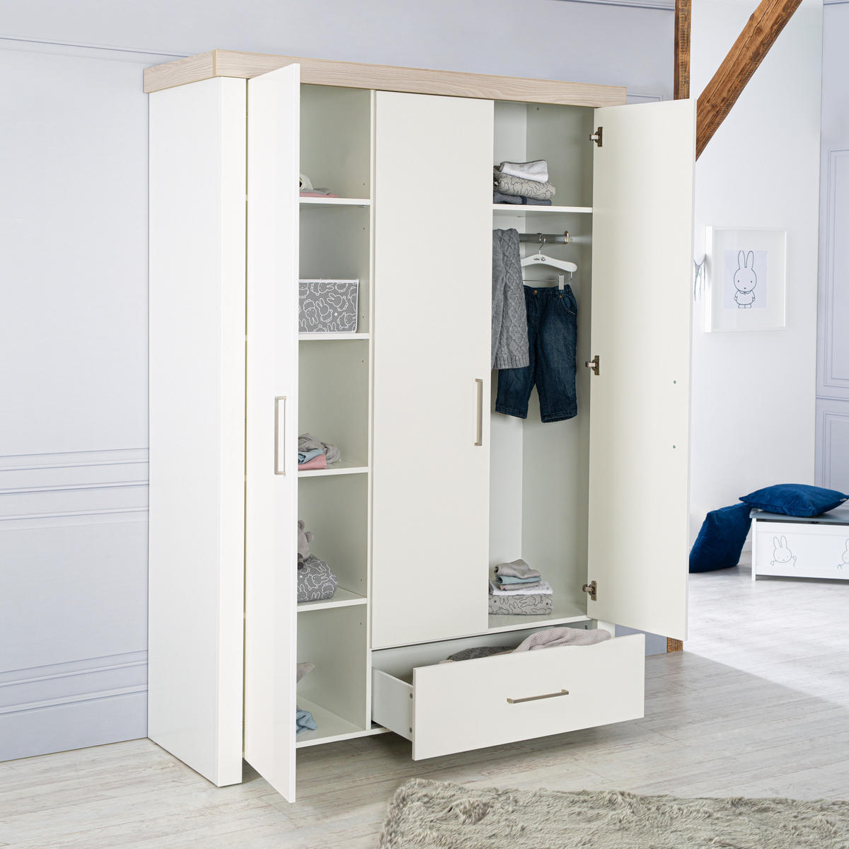 BABYZIMMER-SET Lucy, 3-teilig - Weiß, Holzwerkstoff (76/82/144cm) - Roba