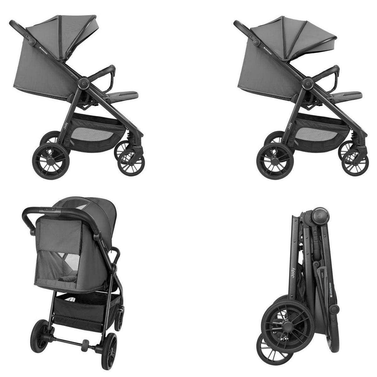BUGGY Jody grau PU-Räder, Federung, Hinterradbremse, kompakt faltbar, 5-Punkt-Gurt - Grau, Metall (89/54/105cm) - Kikka boo