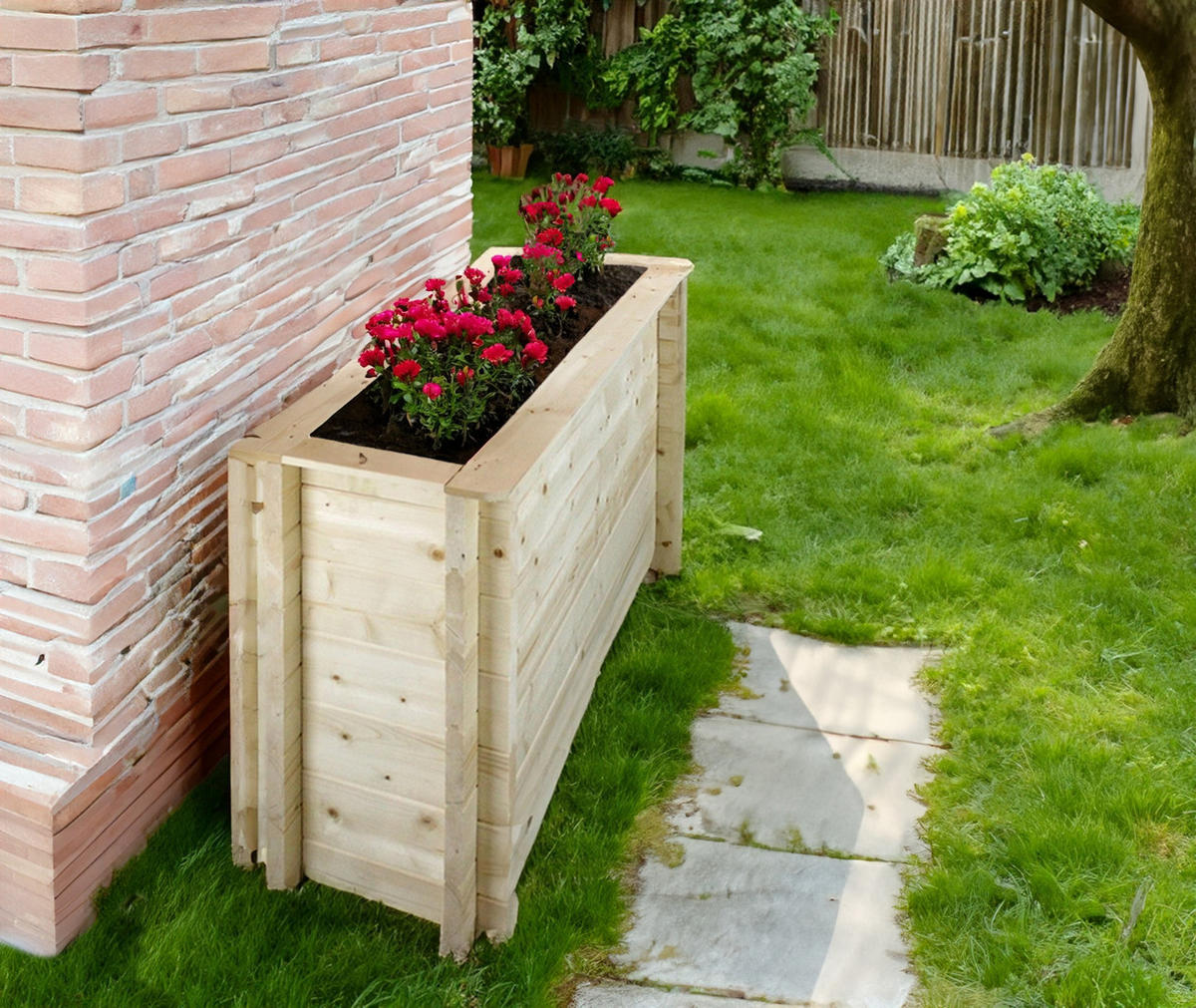 HOCHBEET HOLZ - 118x38xH69 cm - M615 - Beige, Holz (38/69/118cm) - Timbela